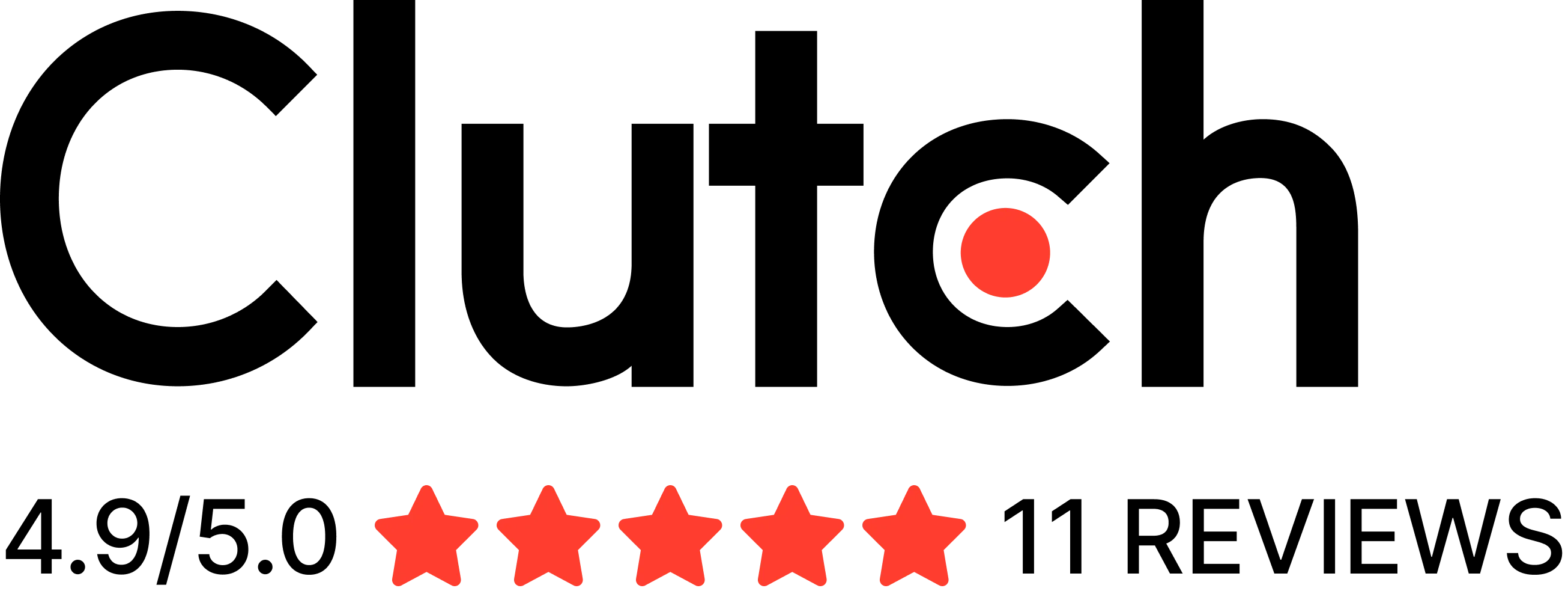 A group of five red stars on a black background.